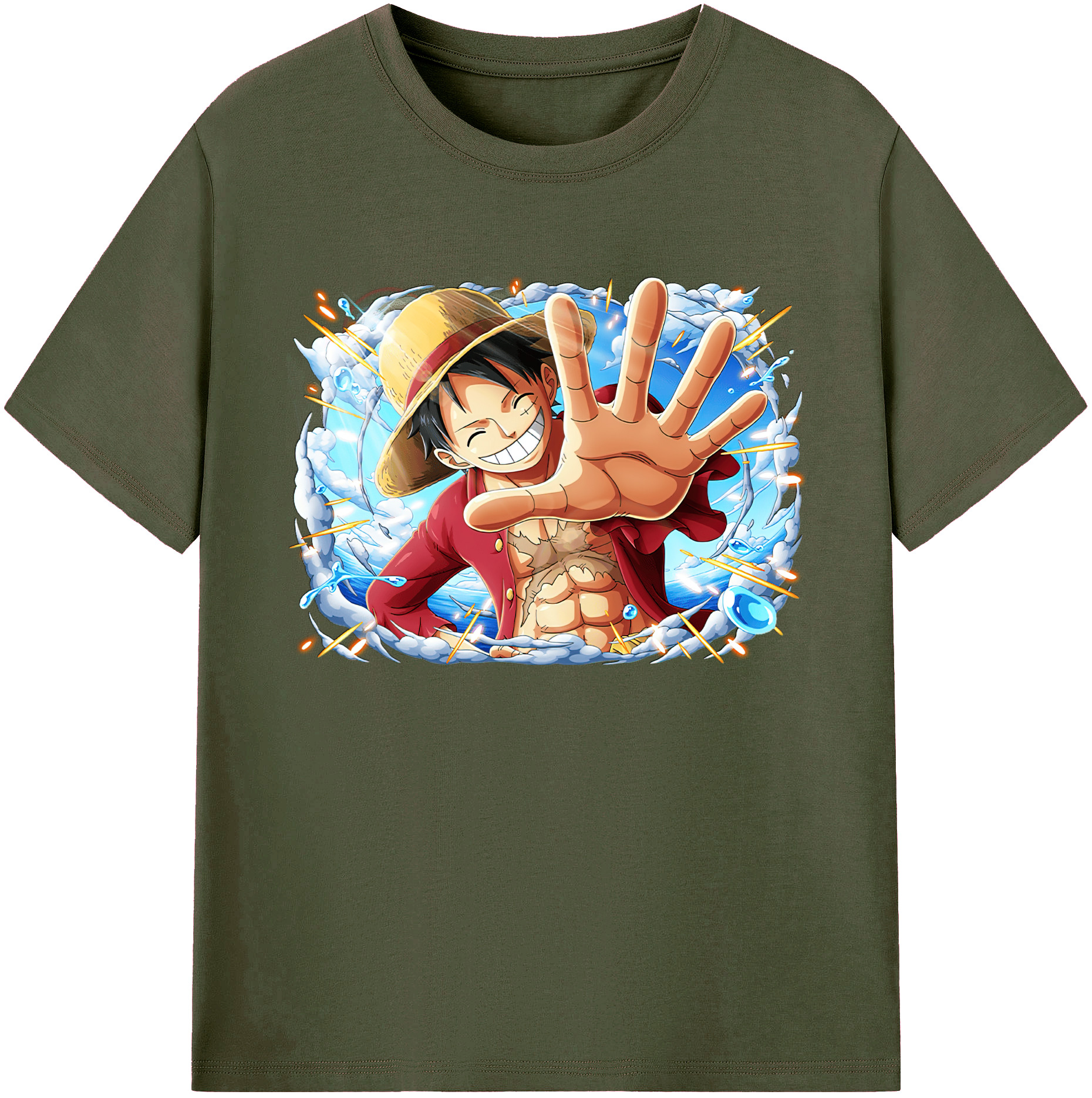 ワンピース モンキー・D・ルフィ ONE PIECE Monkey D. Luffy 綿100％ メンズ半袖Tシャツ｜肌触りやわらか＆通気性